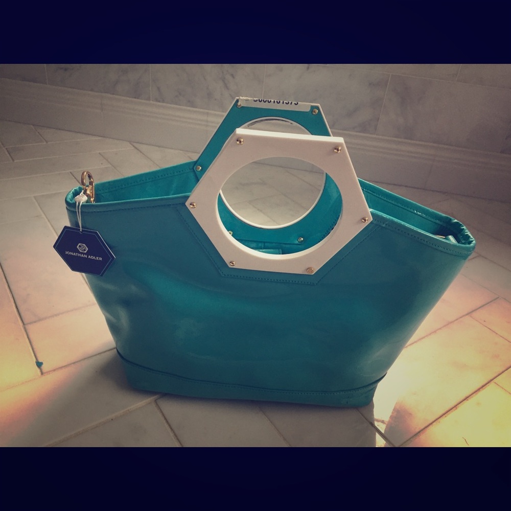 Jonathan Adler summer Turquoise Goldie Patent Tote